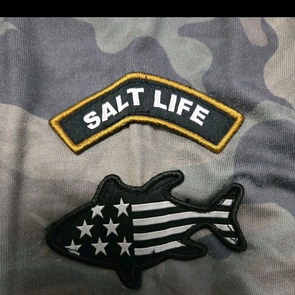 Salt Life SLX Rogue Performance Long Sleeve Shirt Men's M Army Camo UPF 50+ EUC - Picture 5 of 6